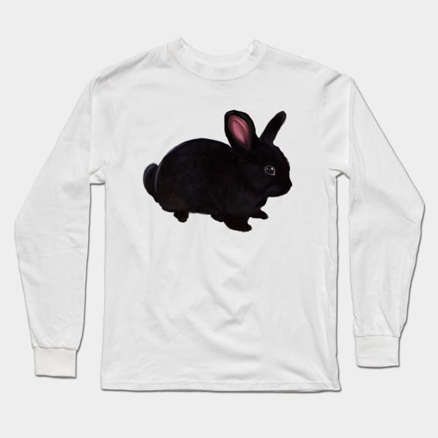 bunny rabbit - cute  ebony  dwarf mini lop bunny rabbit Long Sleeve T-Shirt by Artonmytee